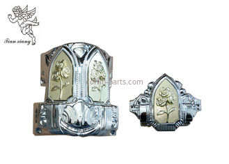 Golden Plastic Coffin Silver Flower Decoration Casket Corner with Iron Bars