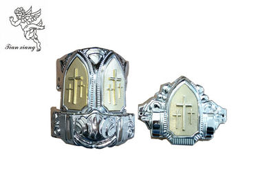Silver Plastic Coffin Golden Crucifix Decoration Casket Corner with Iron tubes