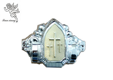 Silver Plastic Coffin Golden Crucifix Decoration Casket Corner with Iron tubes