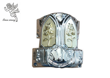 Golden Plastic Coffin Silver Flower Decoration Casket Corner with Iron Bars